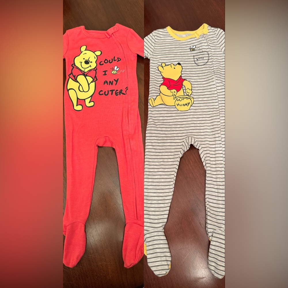 2-Piece Disney Winnie the Pooh Pajama Bundle 12M | Footie Sleepers | NWOT
